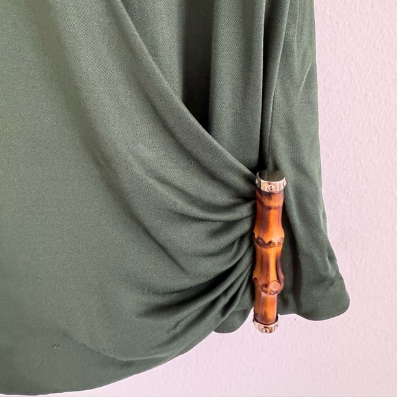 Gucci M Green Silk Jersey Top with Bamboo Detail - Picture 3 of 6